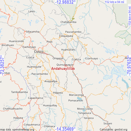 Andahuaylillas on map