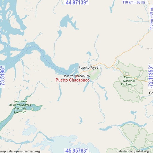 Puerto Chacabuco on map