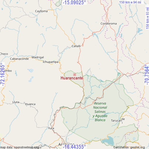 Huarancante on map