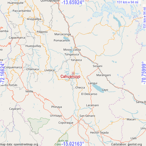 Cahuanuyo on map