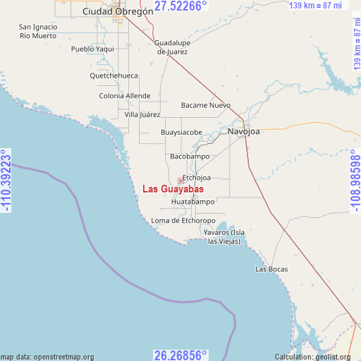 Las Guayabas on map