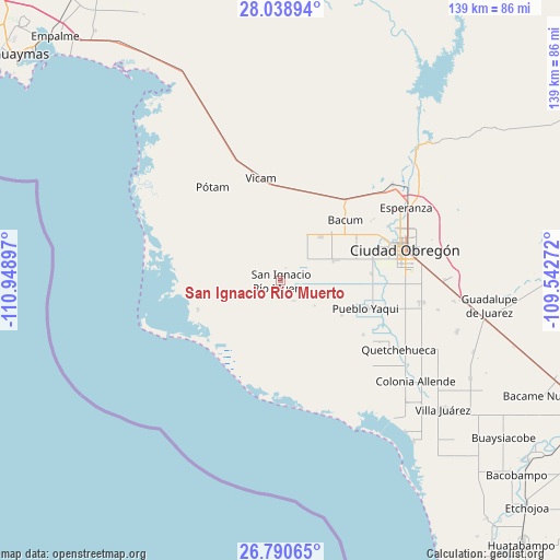 San Ignacio Río Muerto on map