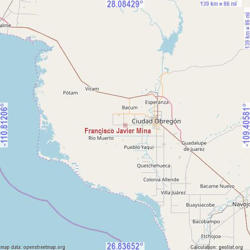 Francisco Javier Mina on map