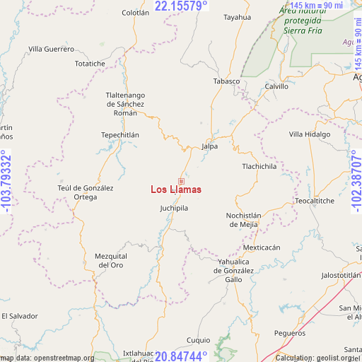 Los Llamas on map