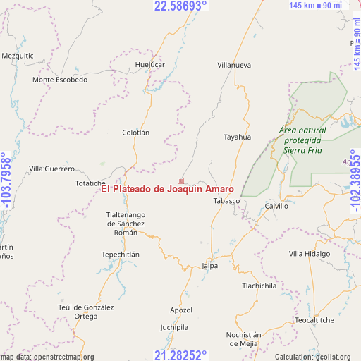 El Plateado de Joaquín Amaro on map