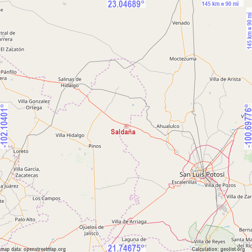 Saldaña on map