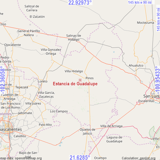 Estancia de Guadalupe on map