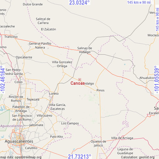 Canoas on map