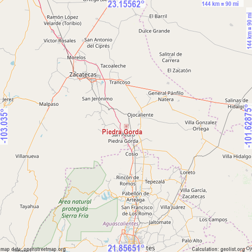 Piedra Gorda on map