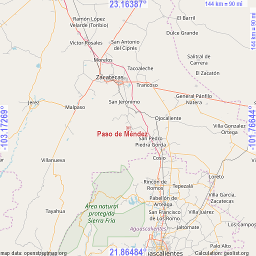 Paso de Méndez on map