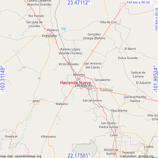 Hacienda Nueva on map