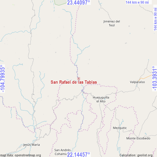 San Rafael de las Tablas on map