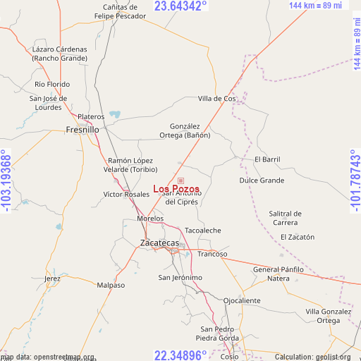 Los Pozos on map