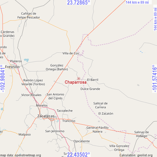 Chaparrosa on map