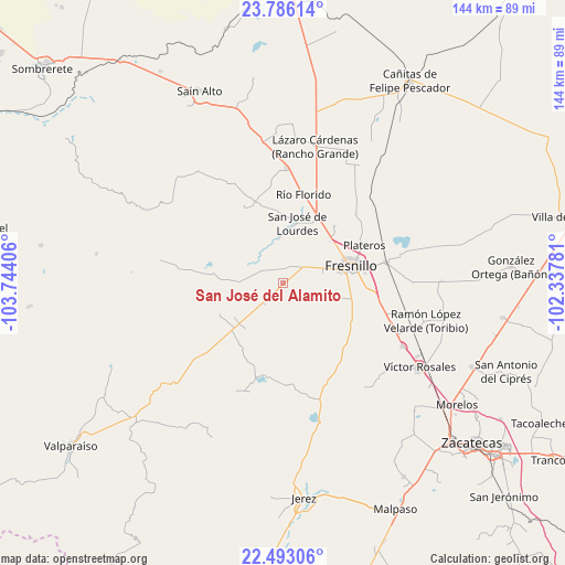 San José del Alamito on map