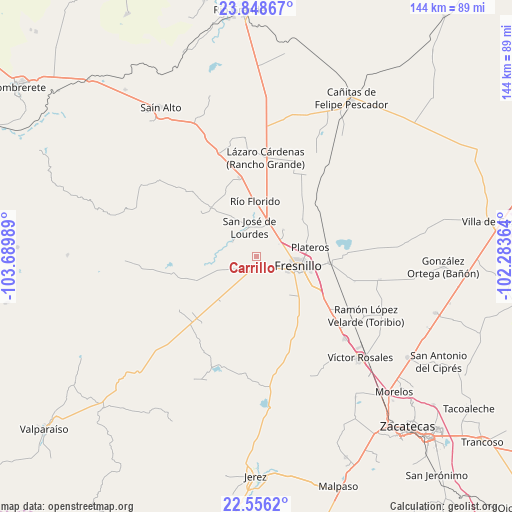 Carrillo on map