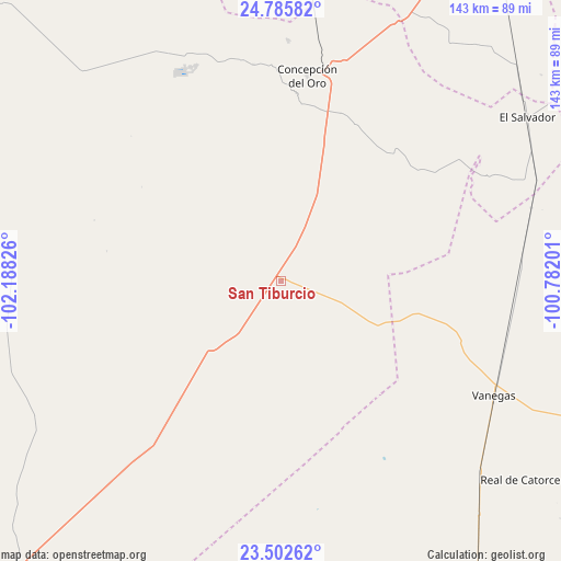 San Tiburcio on map