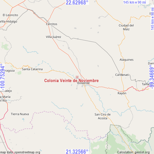 Colonia Veinte de Noviembre on map