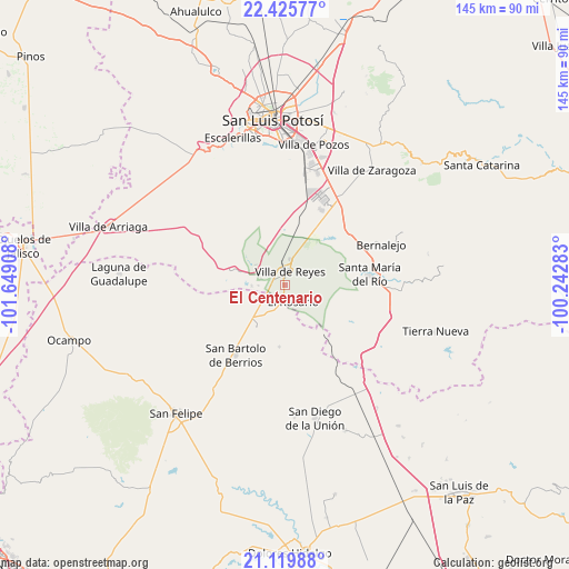 El Centenario on map