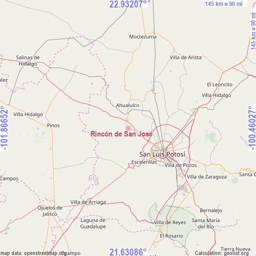 Rincón de San José on map