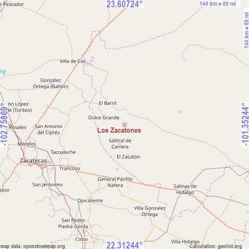 Los Zacatones on map