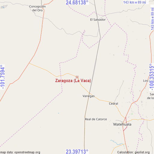 Zaragoza (La Vaca) on map