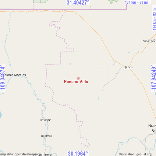 Pancho Villa on map