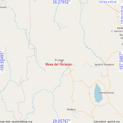 Mesa del Huracán on map