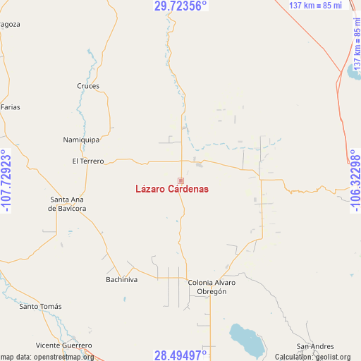 Lázaro Cárdenas on map