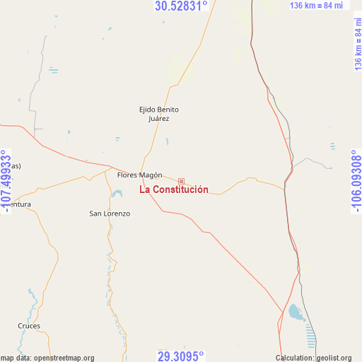 La Constitución on map