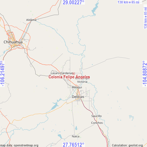 Colonia Felipe Ángeles on map