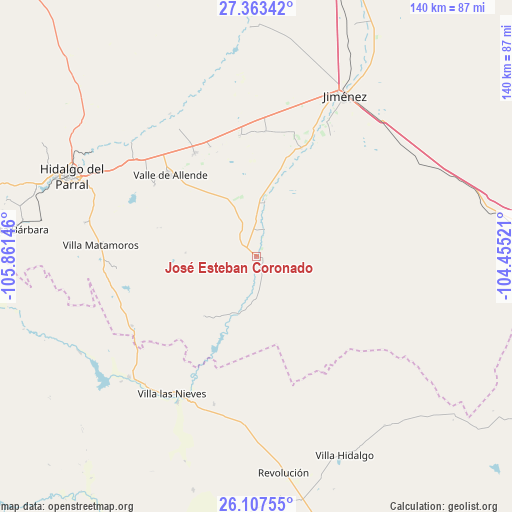José Esteban Coronado on map