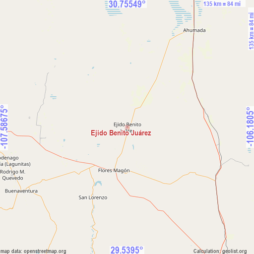 Ejido Benito Juárez on map
