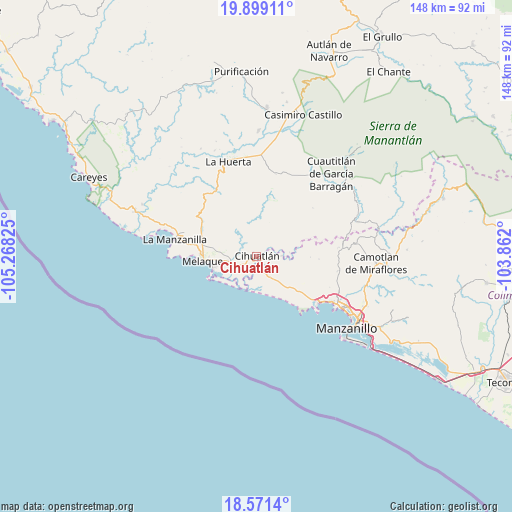 Cihuatlán on map