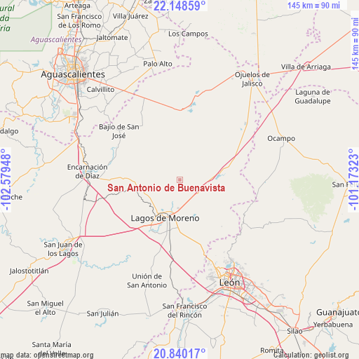 San Antonio de Buenavista on map