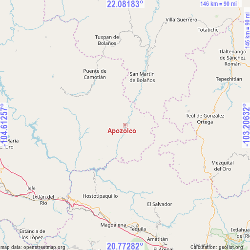 Apozolco on map