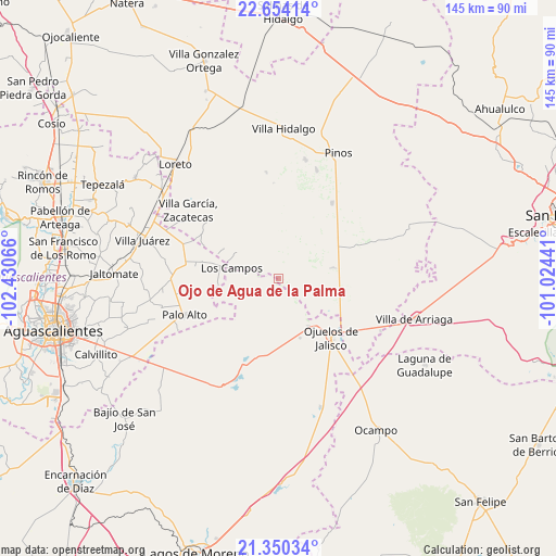 Ojo de Agua de la Palma on map