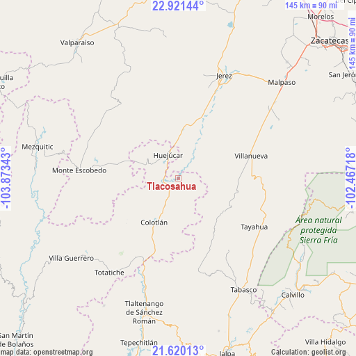 Tlacosahua on map
