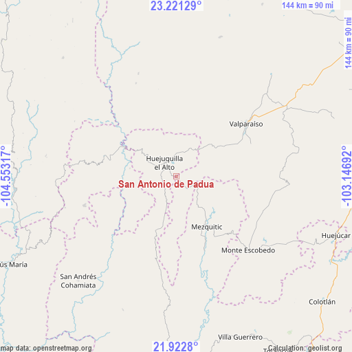 San Antonio de Padua on map