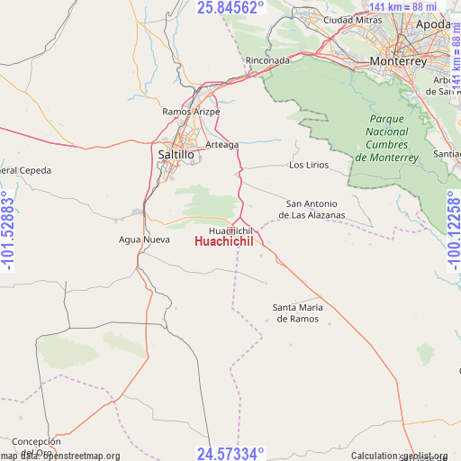 Huachichil on map