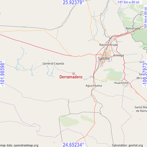 Derramadero on map