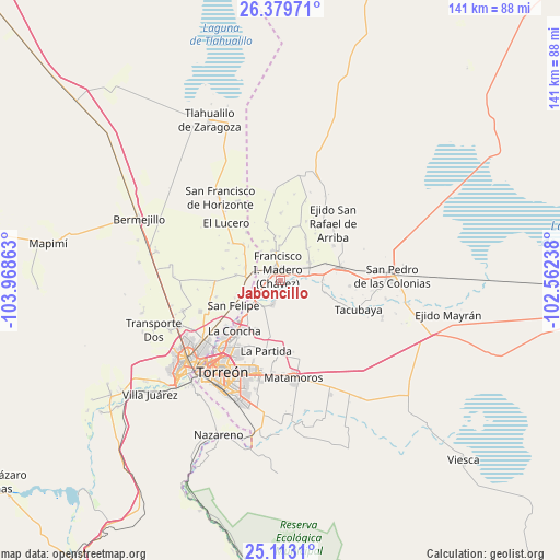 Jaboncillo on map
