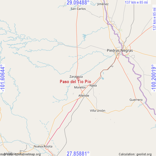 Paso del Tío Pío on map