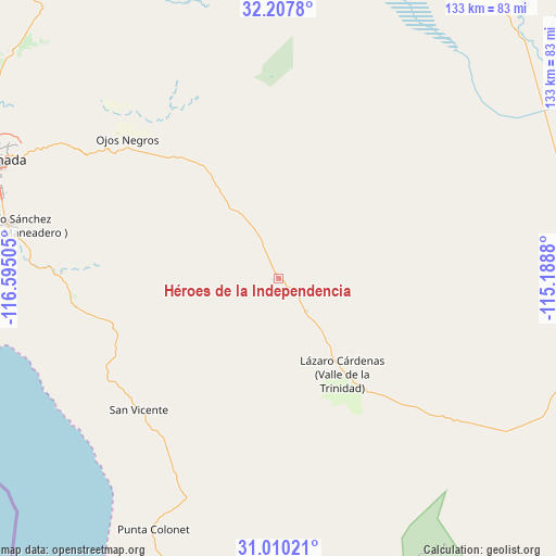 Héroes de la Independencia on map