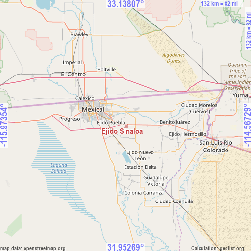 Ejido Sinaloa on map
