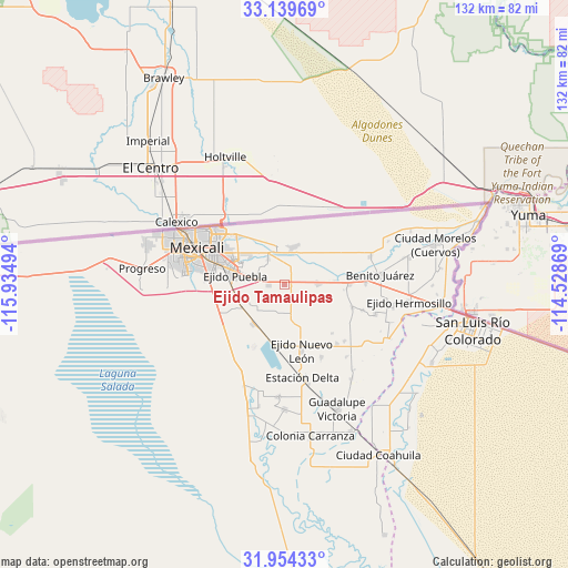 Ejido Tamaulipas on map