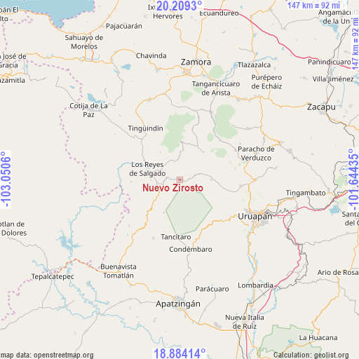 Nuevo Zirosto on map