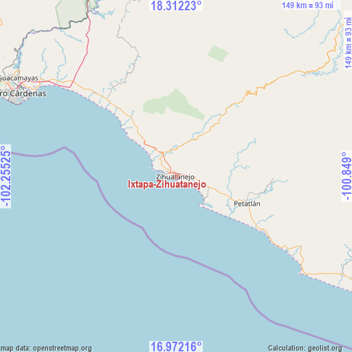 Ixtapa-Zihuatanejo on map
