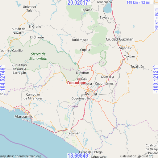 Zacualpan on map