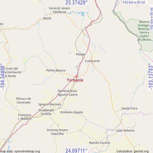 Yerbanís on map